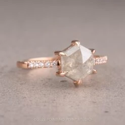 2.08 Carat Icy White Hexagon Diamond Engagement Ring, Jules Setting, 14K Rose Gold -Point No Point Studio Store 220438 2