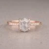 1.51 Carat Icy White Hexagon Diamond Engagement Ring, Jules Setting, 14K Rose Gold