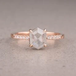 1.51 Carat Icy White Hexagon Diamond Engagement Ring, Jules Setting, 14K Rose Gold