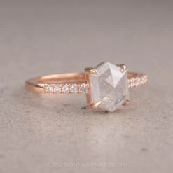 1.51 Carat Icy White Hexagon Diamond Engagement Ring, Jules Setting, 14K Rose Gold 11 1.51 Carat Icy White Hexagon Diamond Engagement Ring, Jules Setting, 14K Rose Gold -Point No Point Studio Store 220439 2