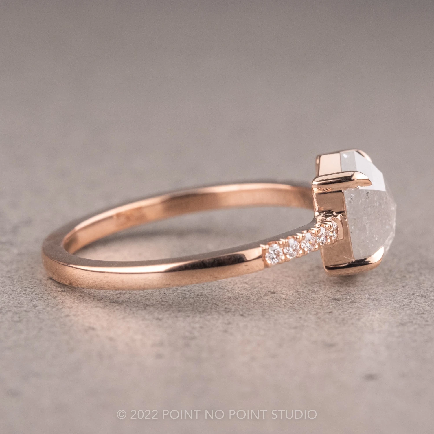 1.51 Carat Icy White Hexagon Diamond Engagement Ring, Jules Setting, 14K Rose Gold 6 1.51 Carat Icy White Hexagon Diamond Engagement Ring, Jules Setting, 14K Rose Gold - Image 6