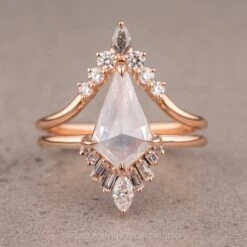1.92 Carat Fancy White Kite Diamond Engagement Ring, Wren Setting, 14K Rose Gold 22 1.92 Carat Fancy White Kite Diamond Engagement Ring, Wren Setting, 14K Rose Gold -Point No Point Studio Store 220471 1