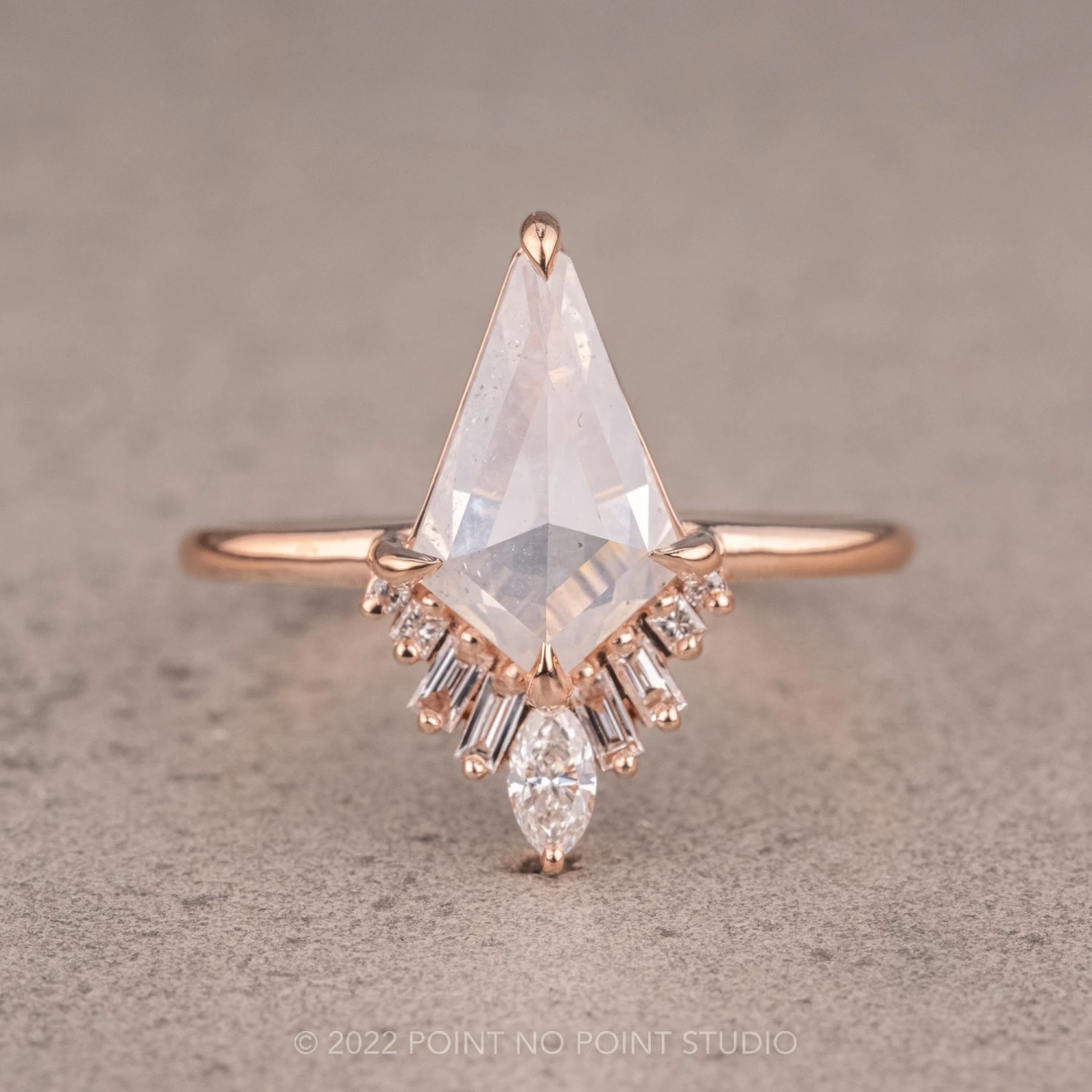 1.92 Carat Fancy White Kite Diamond Engagement Ring, Wren Setting, 14K Rose Gold 1 1.92 Carat Fancy White Kite Diamond Engagement Ring, Wren Setting, 14K Rose Gold