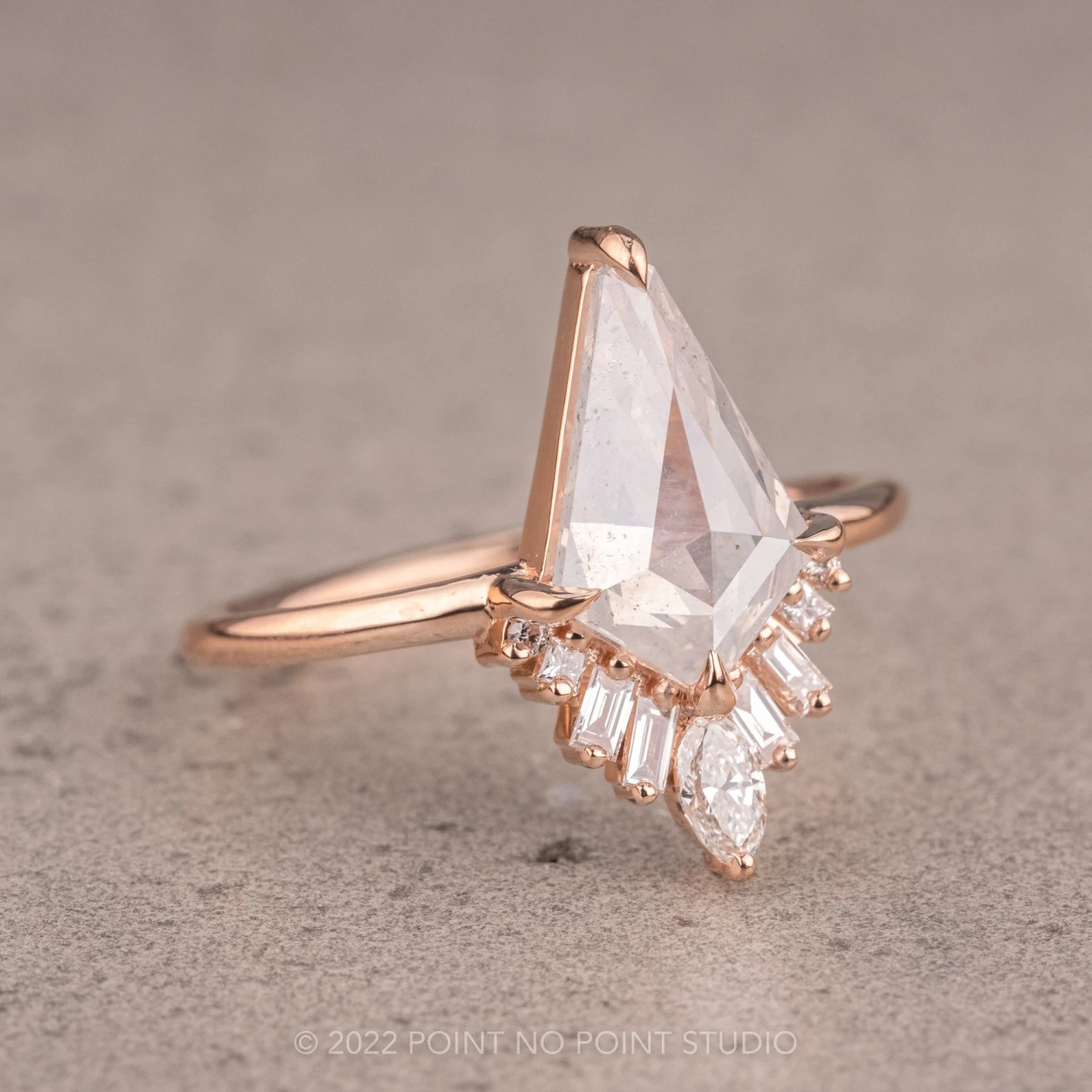 1.92 Carat Fancy White Kite Diamond Engagement Ring, Wren Setting, 14K Rose Gold 11 1.92 Carat Fancy White Kite Diamond Engagement Ring, Wren Setting, 14K Rose Gold - Image 11