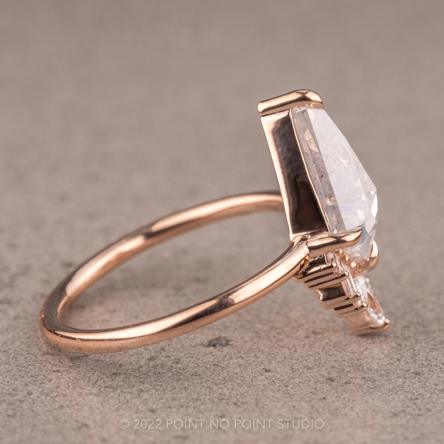 1.92 Carat Fancy White Kite Diamond Engagement Ring, Wren Setting, 14K Rose Gold 12 1.92 Carat Fancy White Kite Diamond Engagement Ring, Wren Setting, 14K Rose Gold - Image 12