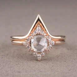 1.42 Carat Icy Grey Diamond Engagement Ring, Cosette Setting, 14k Rose Gold 16 1.42 Carat Icy Grey Diamond Engagement Ring, Cosette Setting, 14k Rose Gold -Point No Point Studio Store 220486 1