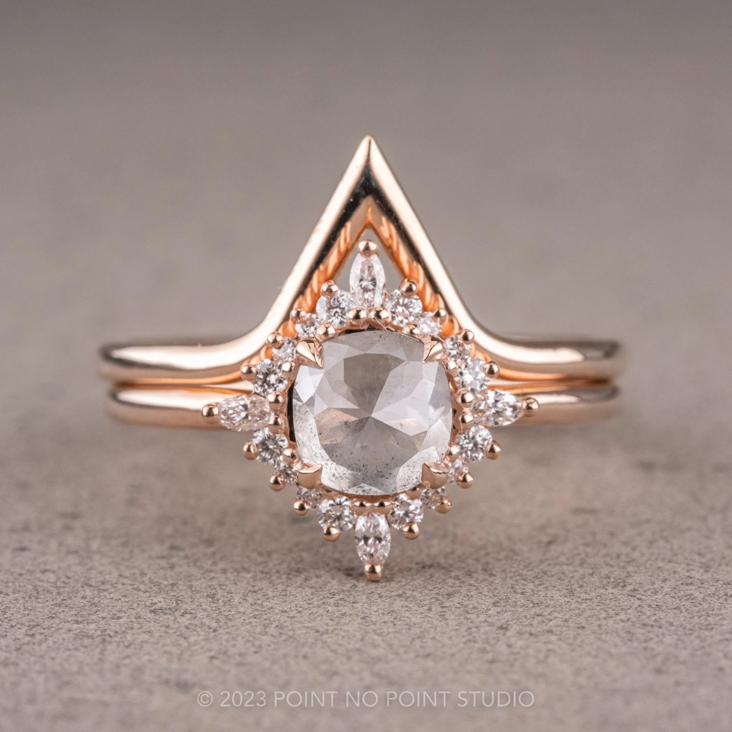 1.42 Carat Icy Grey Diamond Engagement Ring, Cosette Setting, 14k Rose Gold 7 1.42 Carat Icy Grey Diamond Engagement Ring, Cosette Setting, 14k Rose Gold - Image 7