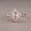1.42 Carat Icy Grey Diamond Engagement Ring, Cosette Setting, 14k Rose Gold