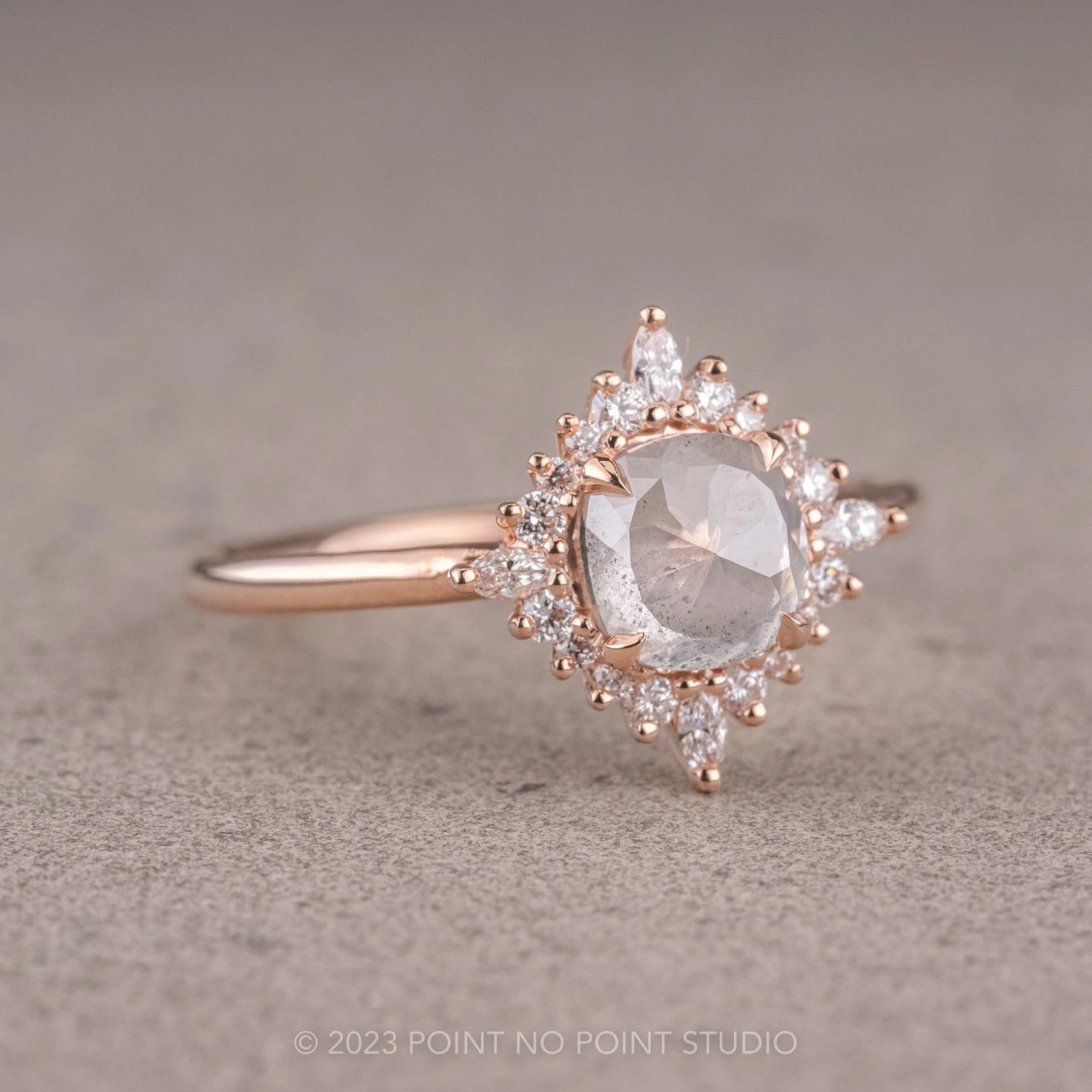 1.42 Carat Icy Grey Diamond Engagement Ring, Cosette Setting, 14k Rose Gold 8 1.42 Carat Icy Grey Diamond Engagement Ring, Cosette Setting, 14k Rose Gold - Image 8