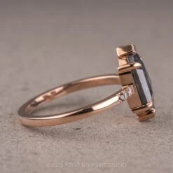 2.23 Carat Black Speckled Hexagon Diamond Engagement Ring, Ombre Sirena Setting, 14K Rose Gold -Point No Point Studio Store 220490 4