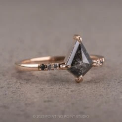 1.10 Carat Black Speckled Kite Diamond Engagement Ring, Ombre Jules Setting, 14K Rose Gold 6 1.10 Carat Black Speckled Kite Diamond Engagement Ring, Ombre Jules Setting, 14K Rose Gold -Point No Point Studio Store 220513RG 2