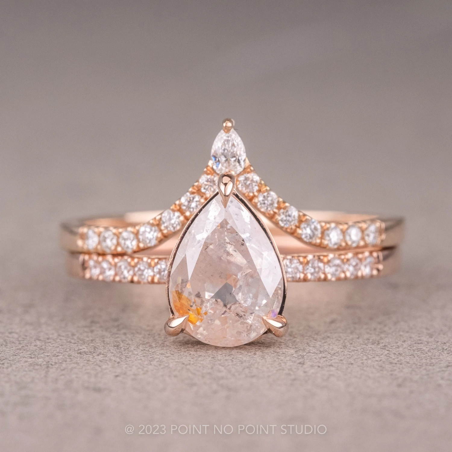 1.90 Carat Icy White Pear Diamond Engagement Ring, Juliette Setting, 14K Rose Gold 8 1.90 Carat Icy White Pear Diamond Engagement Ring, Juliette Setting, 14K Rose Gold - Image 8