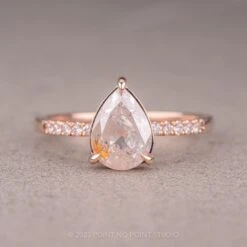 1.90 Carat Icy White Pear Diamond Engagement Ring, Juliette Setting, 14K Rose Gold