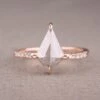 1.30 Carat Icy Grey Kite Diamond Engagement Ring, Jules Setting, 14K Rose Gold