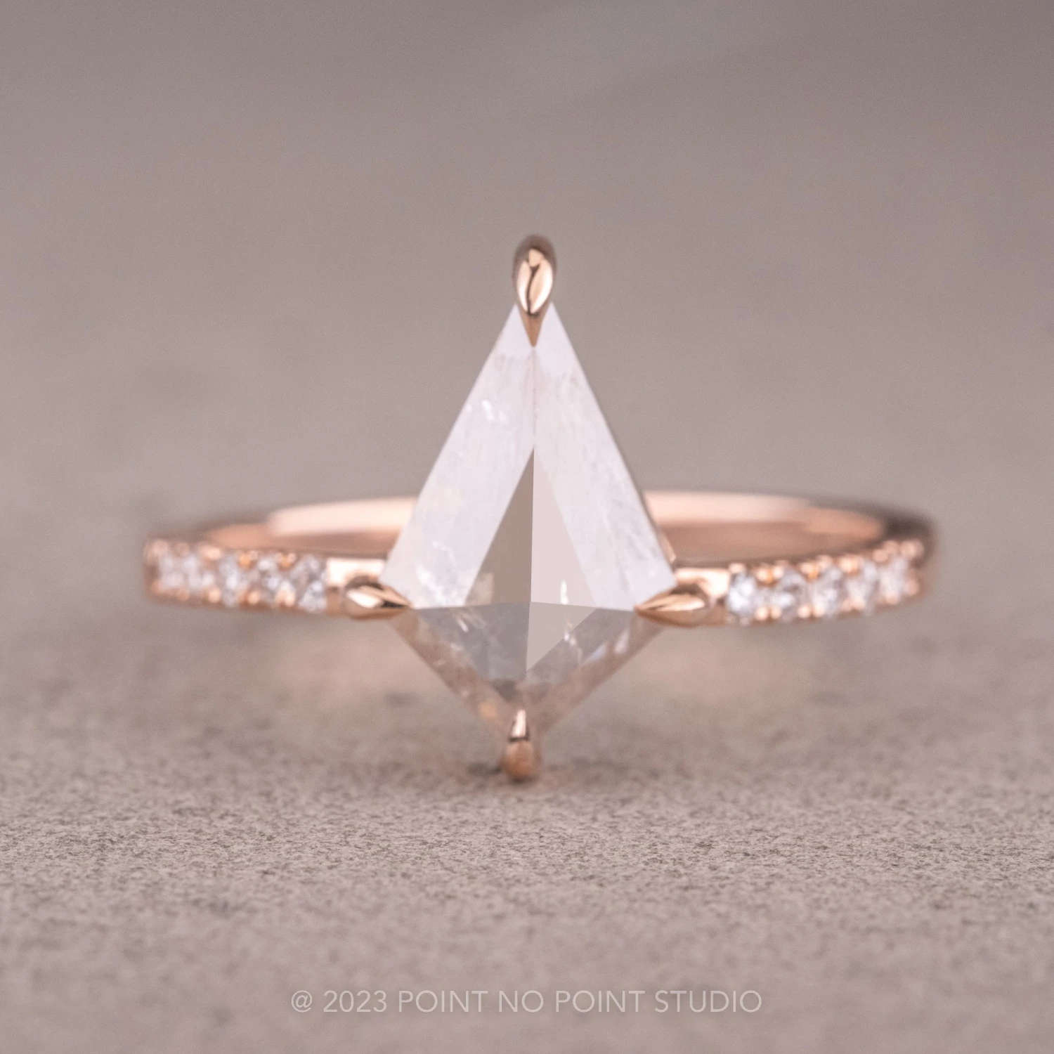 1.30 Carat Icy Grey Kite Diamond Engagement Ring, Jules Setting, 14K Rose Gold 1 1.30 Carat Icy Grey Kite Diamond Engagement Ring, Jules Setting, 14K Rose Gold