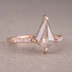 1.30 Carat Icy Grey Kite Diamond Engagement Ring, Jules Setting, 14K Rose Gold 19 1.30 Carat Icy Grey Kite Diamond Engagement Ring, Jules Setting, 14K Rose Gold -Point No Point Studio Store 230020 2