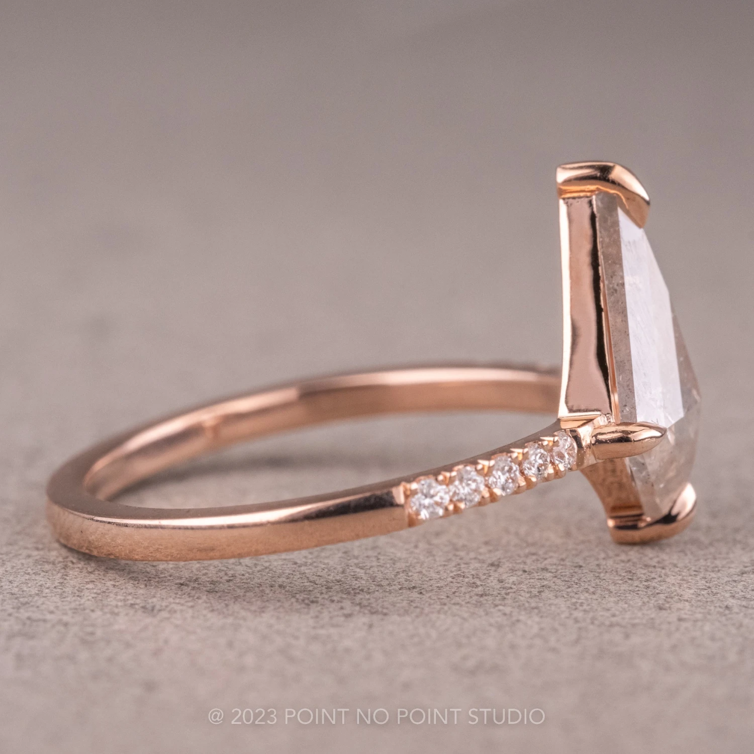 1.30 Carat Icy Grey Kite Diamond Engagement Ring, Jules Setting, 14K Rose Gold 10 1.30 Carat Icy Grey Kite Diamond Engagement Ring, Jules Setting, 14K Rose Gold - Image 10