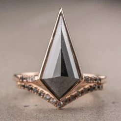 4 Carat Black Kite Diamond Engagement Ring, Ombre Bezel Jules Setting, 14K Rose Gold -Point No Point Studio Store 230031 1