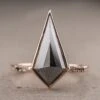 4 Carat Black Kite Diamond Engagement Ring, Ombre Bezel Jules Setting, 14K Rose Gold