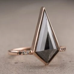 4 Carat Black Kite Diamond Engagement Ring, Ombre Bezel Jules Setting, 14K Rose Gold -Point No Point Studio Store 230031 3