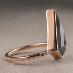 4 Carat Black Kite Diamond Engagement Ring, Ombre Bezel Jules Setting, 14K Rose Gold -Point No Point Studio Store 230031 4