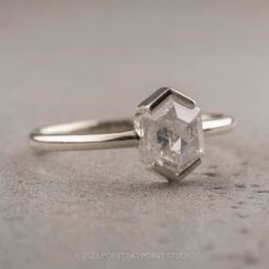 1.41 Carat Icy White Hexagon Diamond Engagement Ring, Charlize Setting, 14k White Gold 6 1.41 Carat Icy White Hexagon Diamond Engagement Ring, Charlize Setting, 14k White Gold -Point No Point Studio Store 230047WG 2