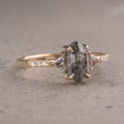 1.12 Carat Salt And Pepper Hexagon Diamond Engagement Ring, Eliza Setting, 14K Yellow Gold 9 1.12 Carat Salt And Pepper Hexagon Diamond Engagement Ring, Eliza Setting, 14K Yellow Gold -Point No Point Studio Store 230051 2 64c40051 2cba 4e47 bc5c b5822a75ab3c