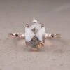 1.88 Carat Salt And Pepper Hexagon Diamond Engagement Ring, Ombre Sirena Setting, 14K Rose Gold