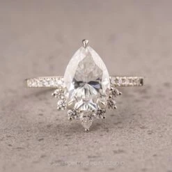 2.48 Carat Pear Moissanite Engagement Ring, Kanara Setting, Platinum