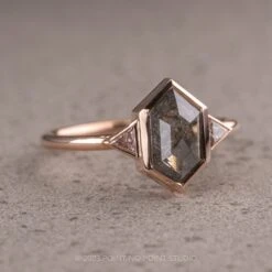 1.26 Carat Black Speckled Hexagon Diamond Engagement Ring, Zoe Setting, 14K Rose Gold -Point No Point Studio Store 230139 2 152a888e ff38 45cd a07d 26fbe7c8a86b