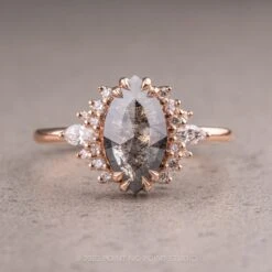 1.95 Carat Black Speckled Marquise Diamond Engagement Ring, Olivia Setting, 14K Rose Gold
