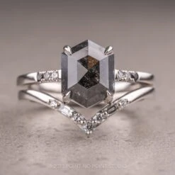 2.69 Carat Black Hexagon Diamond Engagement Ring, Ombre Jules Setting, Platinum 12 2.69 Carat Black Hexagon Diamond Engagement Ring, Ombre Jules Setting, Platinum -Point No Point Studio Store 230167 1
