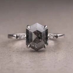2.69 Carat Black Hexagon Diamond Engagement Ring, Ombre Jules Setting, Platinum