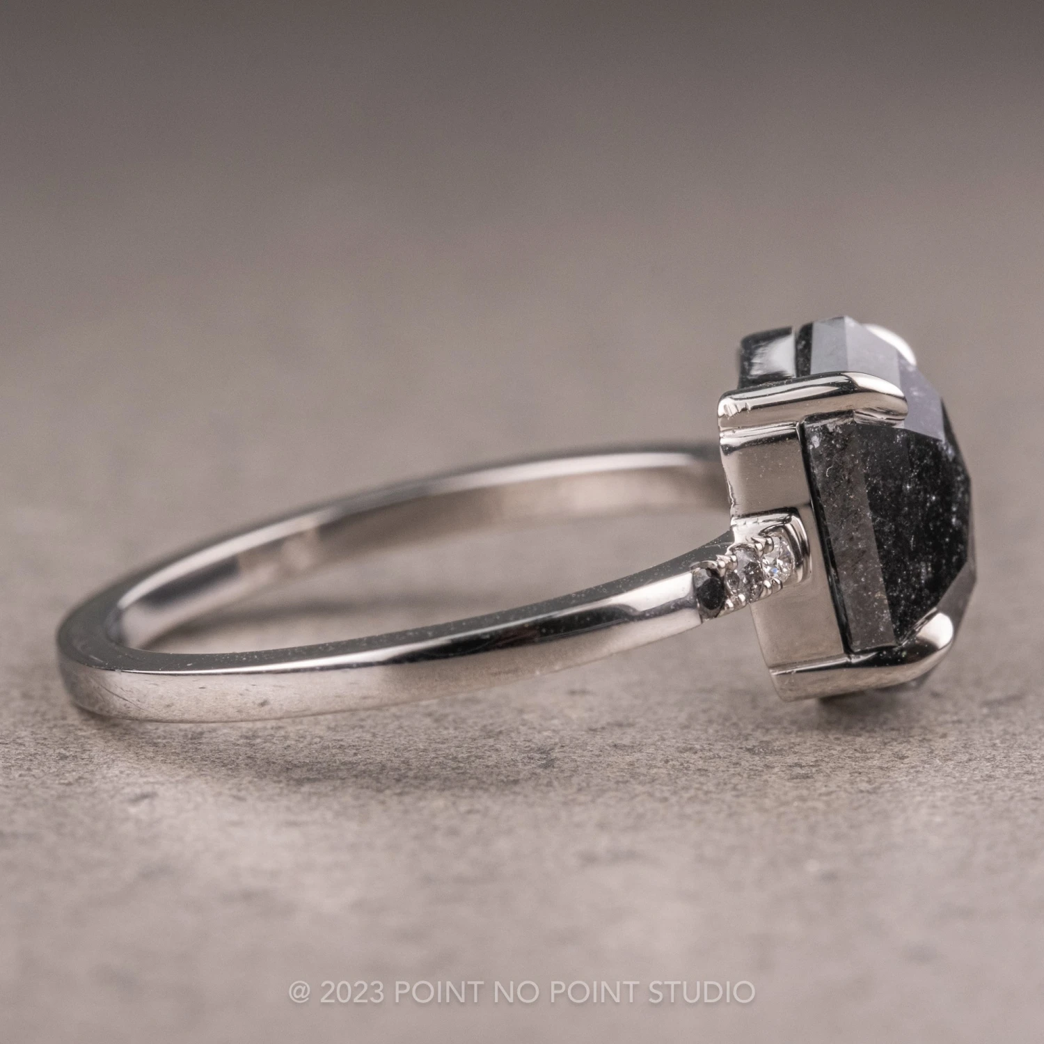 2.69 Carat Black Hexagon Diamond Engagement Ring, Ombre Jules Setting, Platinum 5 2.69 Carat Black Hexagon Diamond Engagement Ring, Ombre Jules Setting, Platinum - Image 5