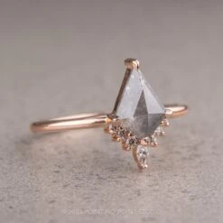 1.35 Carat Salt And Pepper Kite Diamond Engagement Ring, Ava Setting, 14K Rose Gold 11 1.35 Carat Salt And Pepper Kite Diamond Engagement Ring, Ava Setting, 14K Rose Gold -Point No Point Studio Store 230182 2