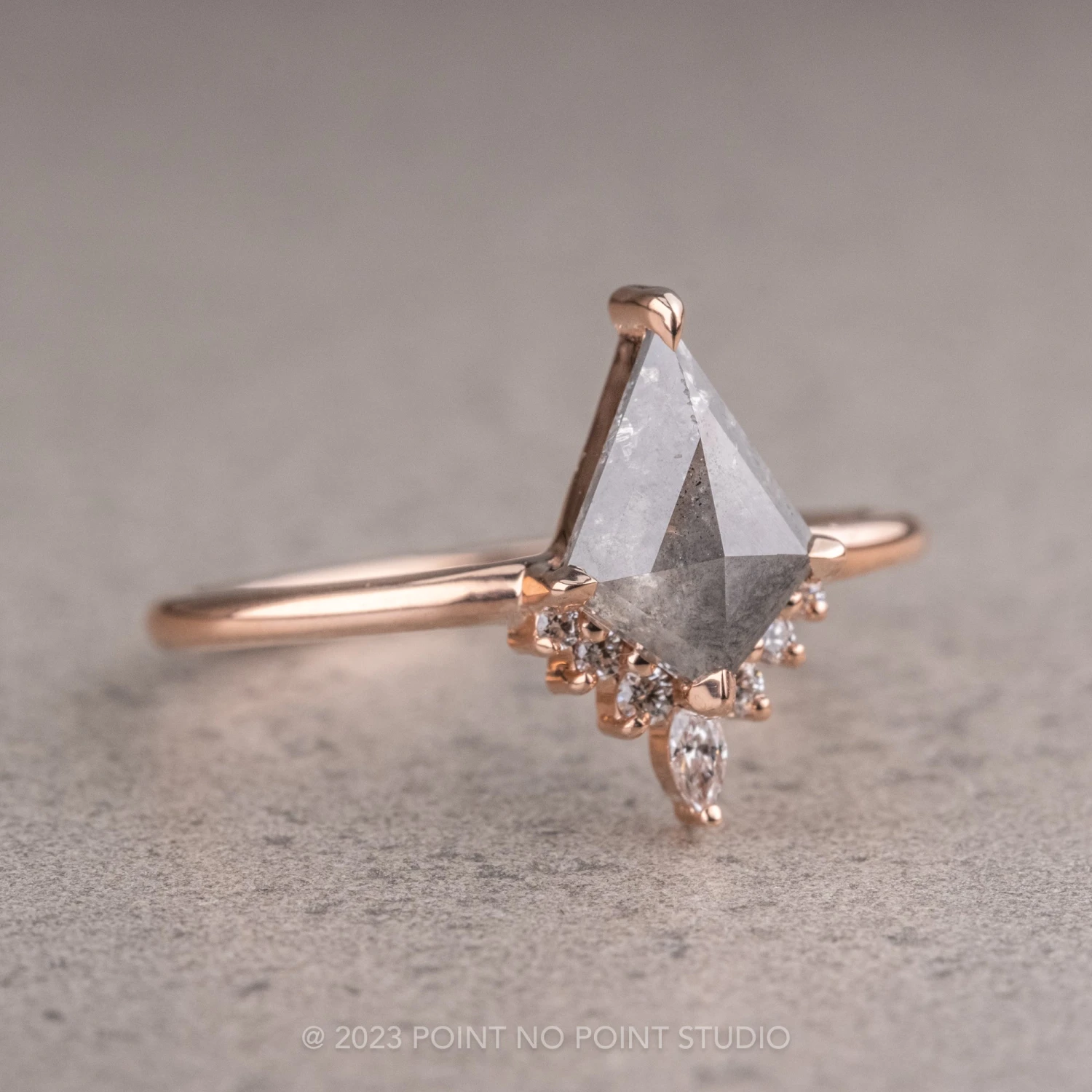 1.35 Carat Salt And Pepper Kite Diamond Engagement Ring, Ava Setting, 14K Rose Gold 5 1.35 Carat Salt And Pepper Kite Diamond Engagement Ring, Ava Setting, 14K Rose Gold - Image 5
