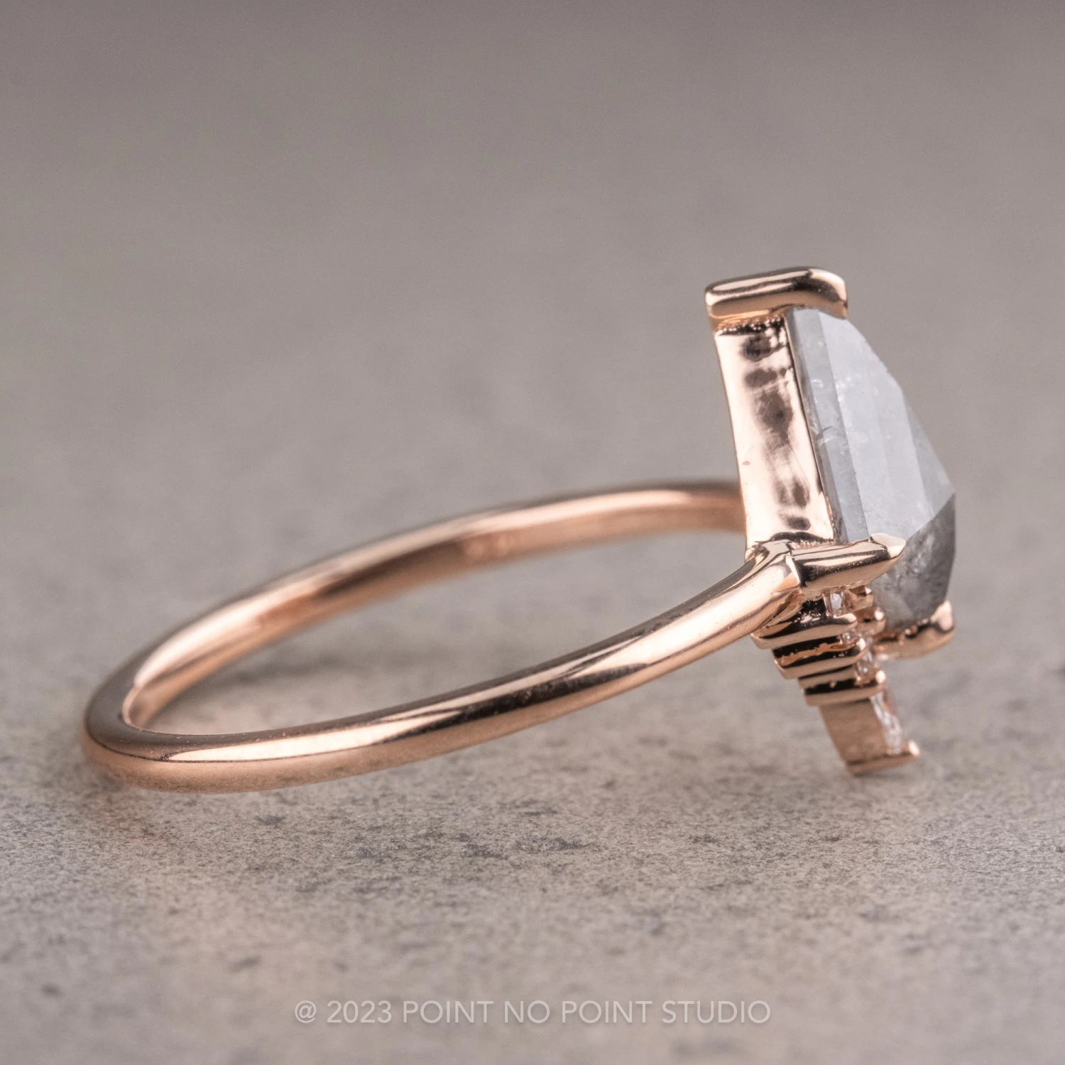 1.35 Carat Salt And Pepper Kite Diamond Engagement Ring, Ava Setting, 14K Rose Gold 6 1.35 Carat Salt And Pepper Kite Diamond Engagement Ring, Ava Setting, 14K Rose Gold - Image 6