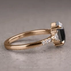 1.19 Carat Black Hexagon Diamond Engagement Ring, Eliza Setting, 14K Rose Gold 6 1.19 Carat Black Hexagon Diamond Engagement Ring, Eliza Setting, 14K Rose Gold -Point No Point Studio Store 230193RG 2