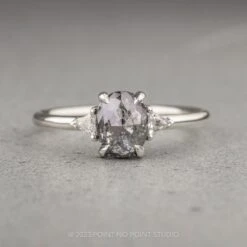 1.03 Carat Salt And Pepper Oval Diamond Engagement Ring, Zoe Setting, Platinum