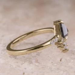 .97 Carat Black Shield Diamond Engagement Ring, Cleo Setting, 14K Yellow Gold -Point No Point Studio Store 230264YG 2