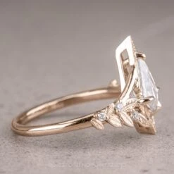 1.07 Carat Kite Moissanite Engagement Ring, Thistle Setting, 14k Rose Gold 6 1.07 Carat Kite Moissanite Engagement Ring, Thistle Setting, 14k Rose Gold -Point No Point Studio Store 230274RG 2