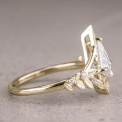 1.07 Carat Kite Moissanite Engagement Ring, Thistle Setting, 14k Yellow Gold 6 1.07 Carat Kite Moissanite Engagement Ring, Thistle Setting, 14k Yellow Gold -Point No Point Studio Store 230274YG 2