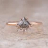 .65 Carat Black Shield Diamond Engagement Ring, Ava Setting, 14K Rose Gold