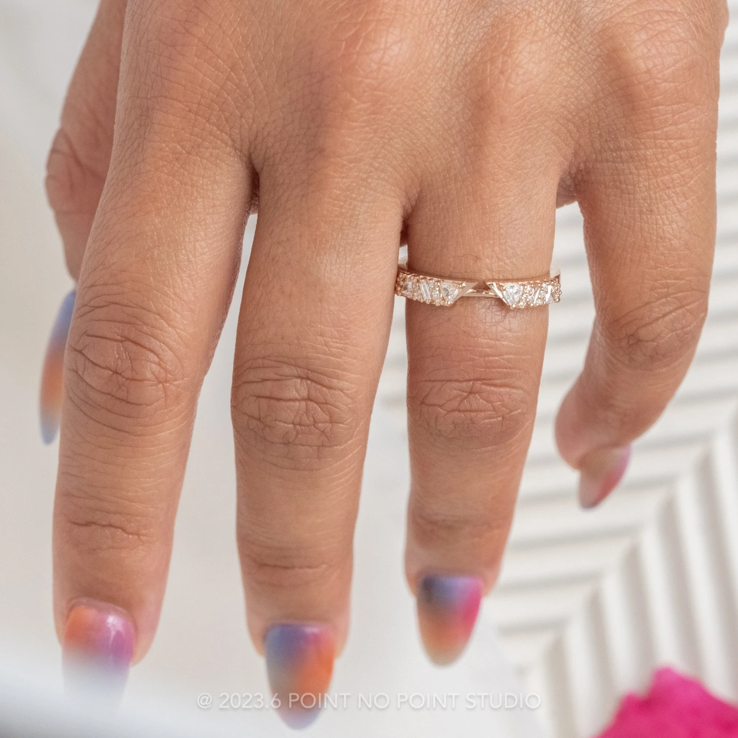 Diamond Wedding Cuff, Stardust Setting, 14K Rose Gold 2 Diamond Wedding Cuff, Stardust Setting, 14K Rose Gold - Image 2