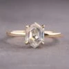 Hexagon Moissanite Engagement Ring, Basket Jane Setting, 14K Yellow Gold