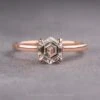 1.20 Carat Clear Hexagon Diamond Engagement Ring, Lark Setting, 14K Rose Gold