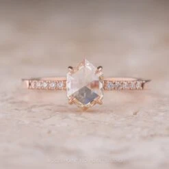 1.14 Carat Clear Hexagon Diamond Engagement Ring, Jules Setting, 14k Rose Gold