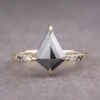 1.31 Carat Opaque Black Kite Diamond Engagement Ring, Ombre Jules Setting, Platinum