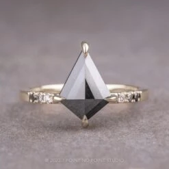 1.31 Carat Opaque Black Kite Diamond Engagement Ring, Ombre Jules Setting, Platinum