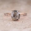 1.58 Carat Black Speckled Oval Diamond Engagement Ring, Ombre Jules Setting, 14K Rose Gold